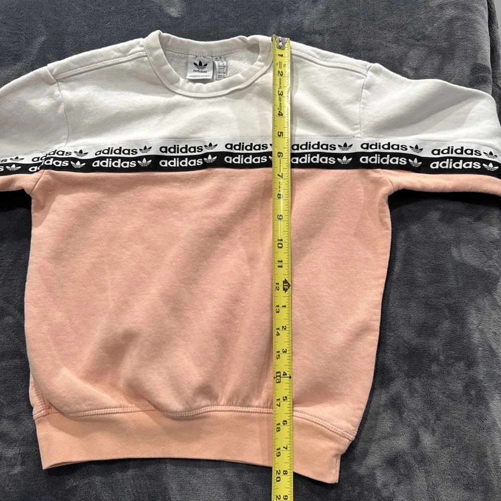Adidas Originals Crew Sweatshirt Black Pink White Unisex Sz S Streetwear Relaxed